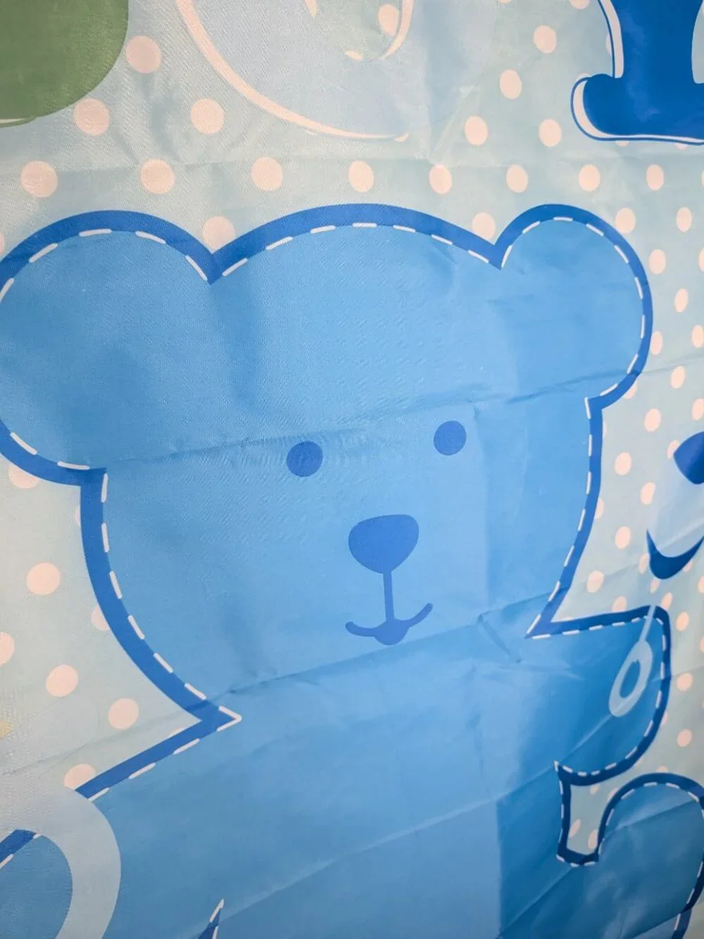 VTG It's A Boy Garden Flag Large Banner Blue Teddy Bear Polka Dot Baby Shower
